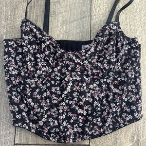 Floral mesh corset top